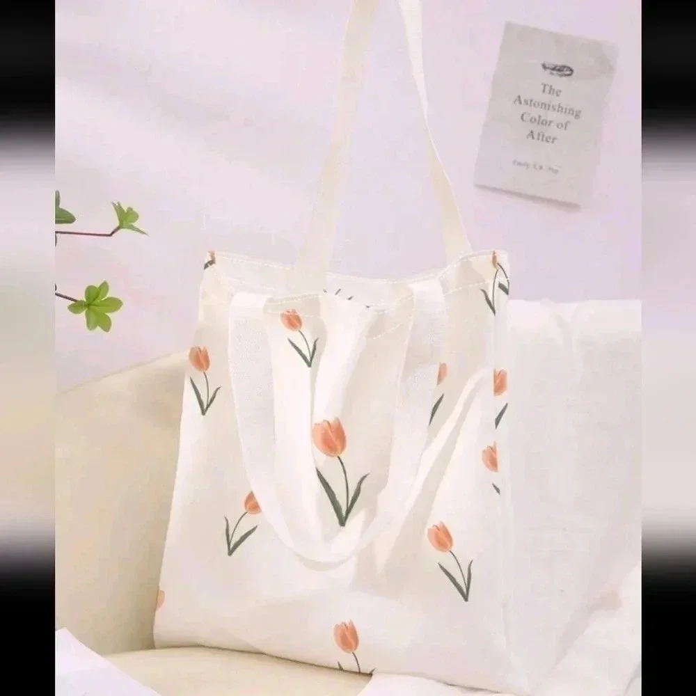 White floral tulip 🌷 purse bag decor satchel tote bags shoulder carry on girls